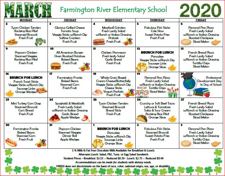 february 2016 lunch menu calendar